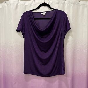 Jaclyn Smith Purple Draped Blouse